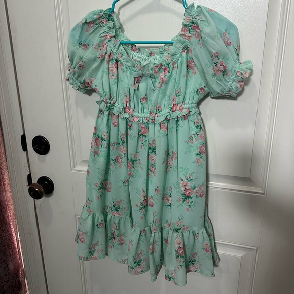 Janie and Jack Mint Green Floral Dress - Picture 1 of 3
